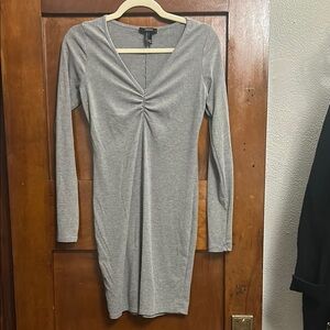 Elegant Gray Long Sleeve Dress